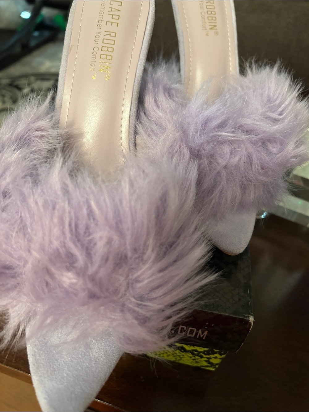 Cape Robbin Lilac Feather Pointed Mules